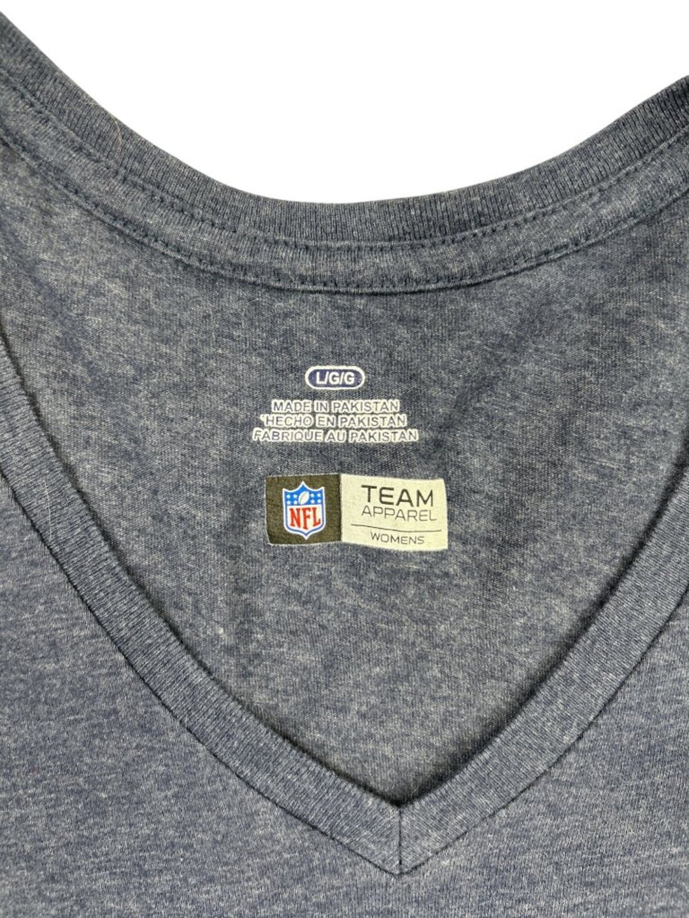 NFL Team Apparel Official New England Patriots Sz L V-Neck T-Shirt Navy Blue - Picture 3 of 9